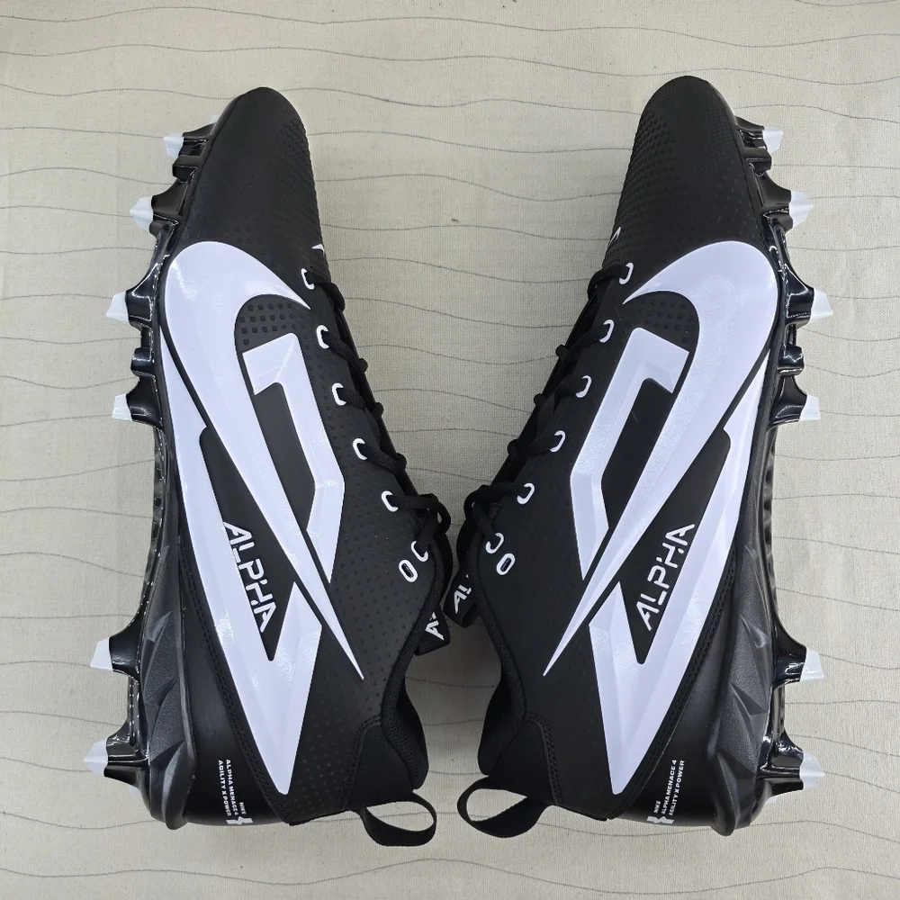 Nike Mens Alpha Menace 4 Black White Football Cleats Shoes FZ7703-005 Sz 15 NEW